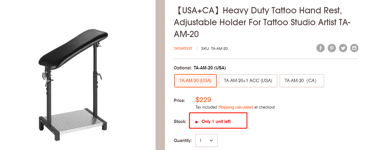 America's last TA-AM-20 tattoo XL hand rest!