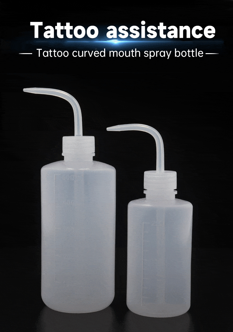 500ML Long Nozzle Tattoo Rinse Bottle 10 pcs – PE Material with Scale Markings