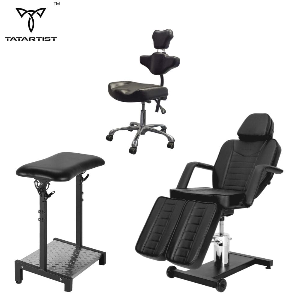 【CA】Tattoo XL Spin Armrest & Hydraulic Tattoo Client Chair & Ergonomic Adjustable Artist Chair Packages
