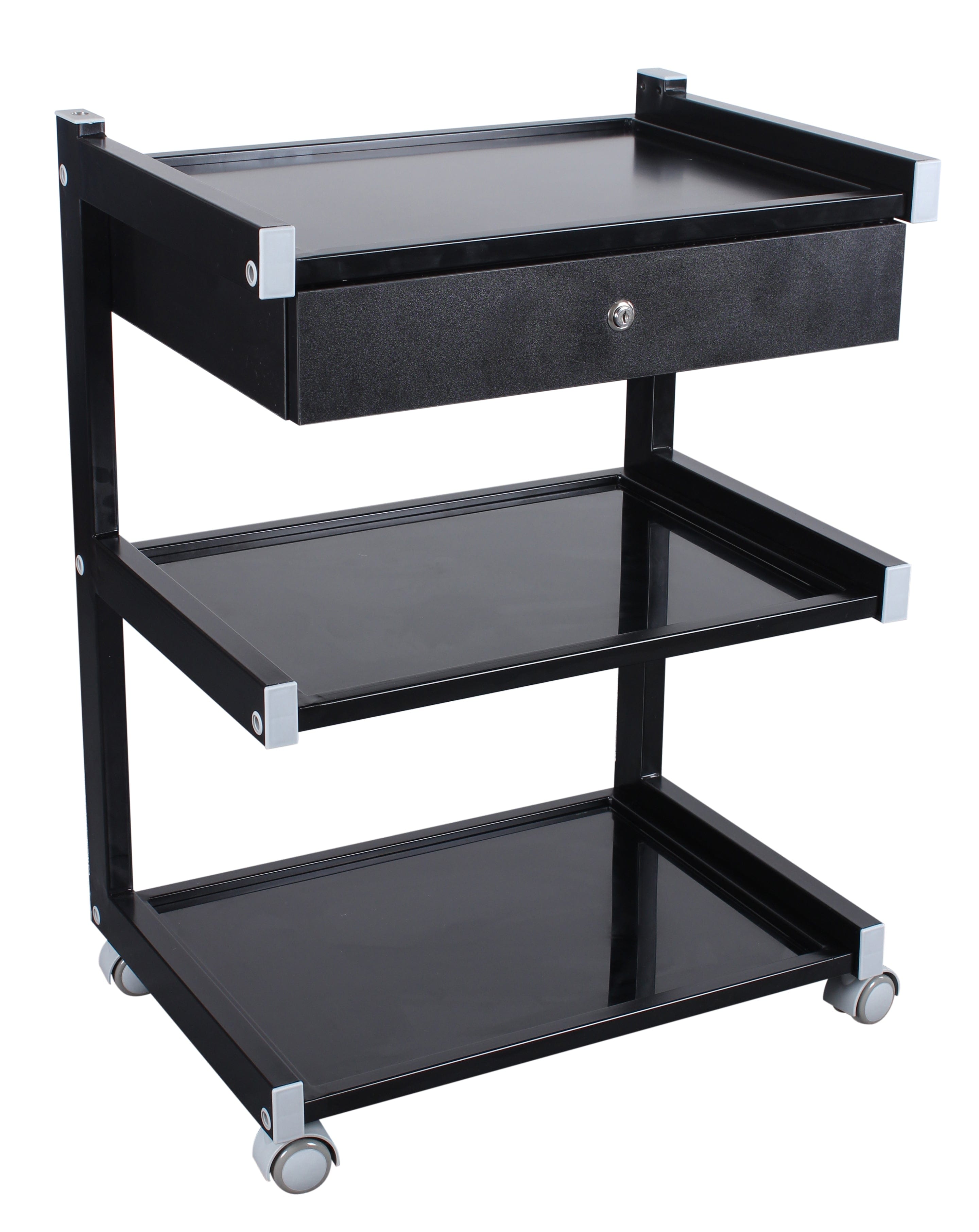 Beauty Trolley Gesichtsbehandlungswagen mit Glasplatte Schwarz