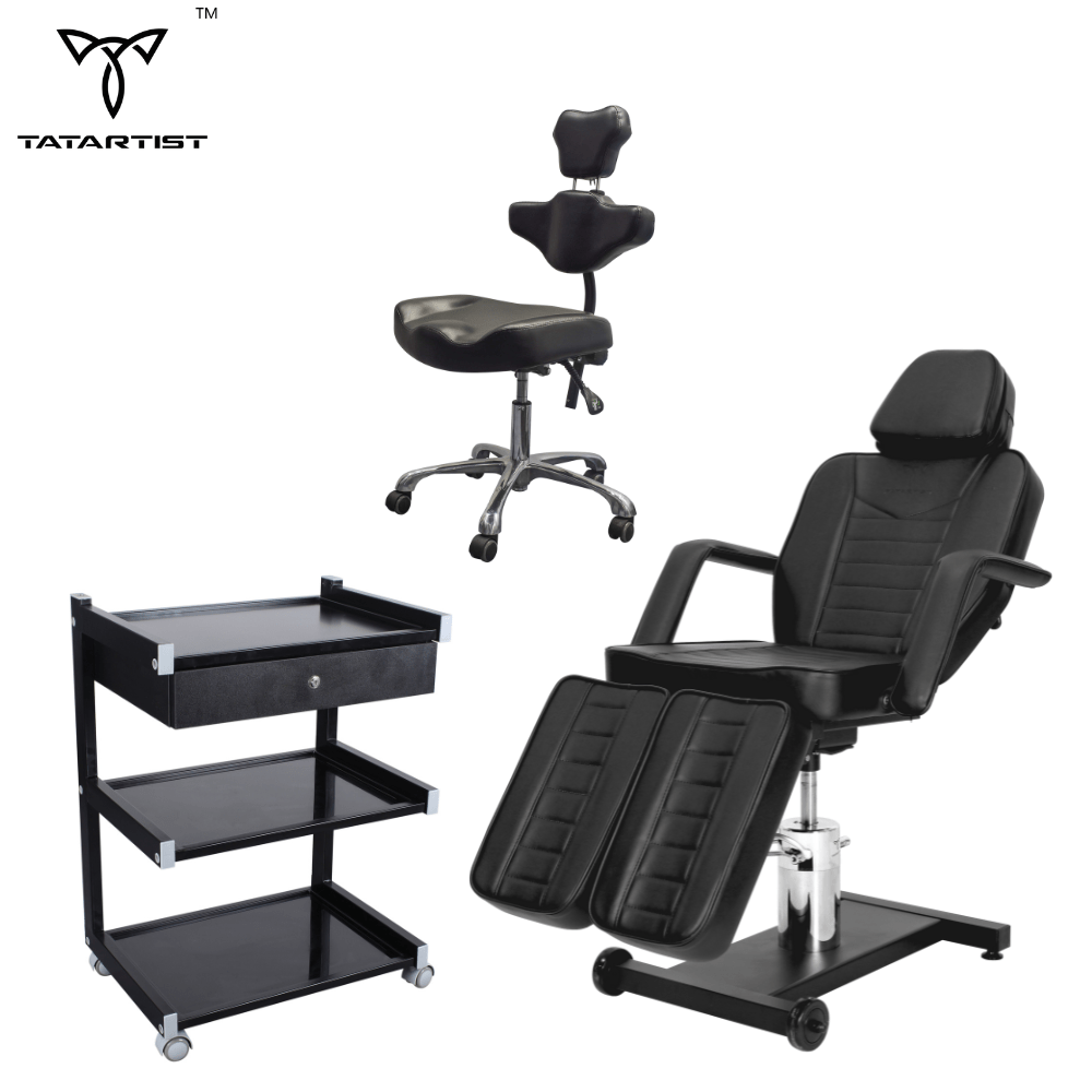 【USA】Hydraulic tattoo client chair ergonomic adjustable artist chair tattoo trolley Tattoo Studio Furniture Packages