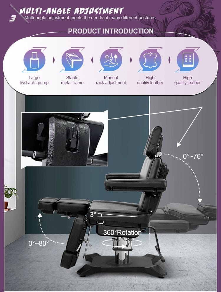split-leg tattoo client chair