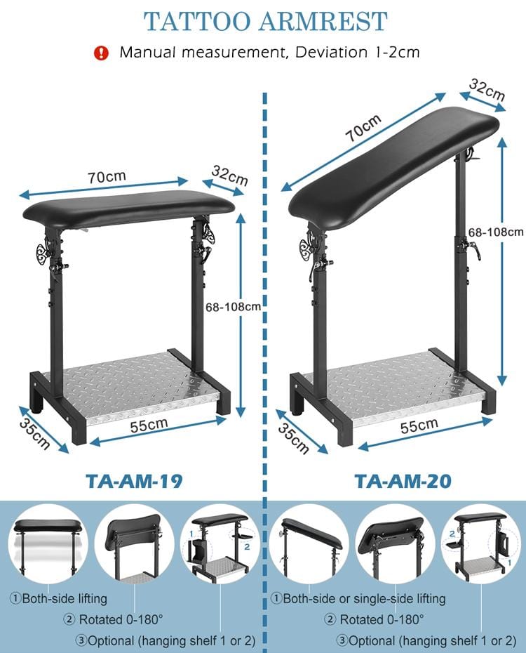 【Mexico】Heavy duty height tilt adjustable tattoo hand rest TA-AM-20