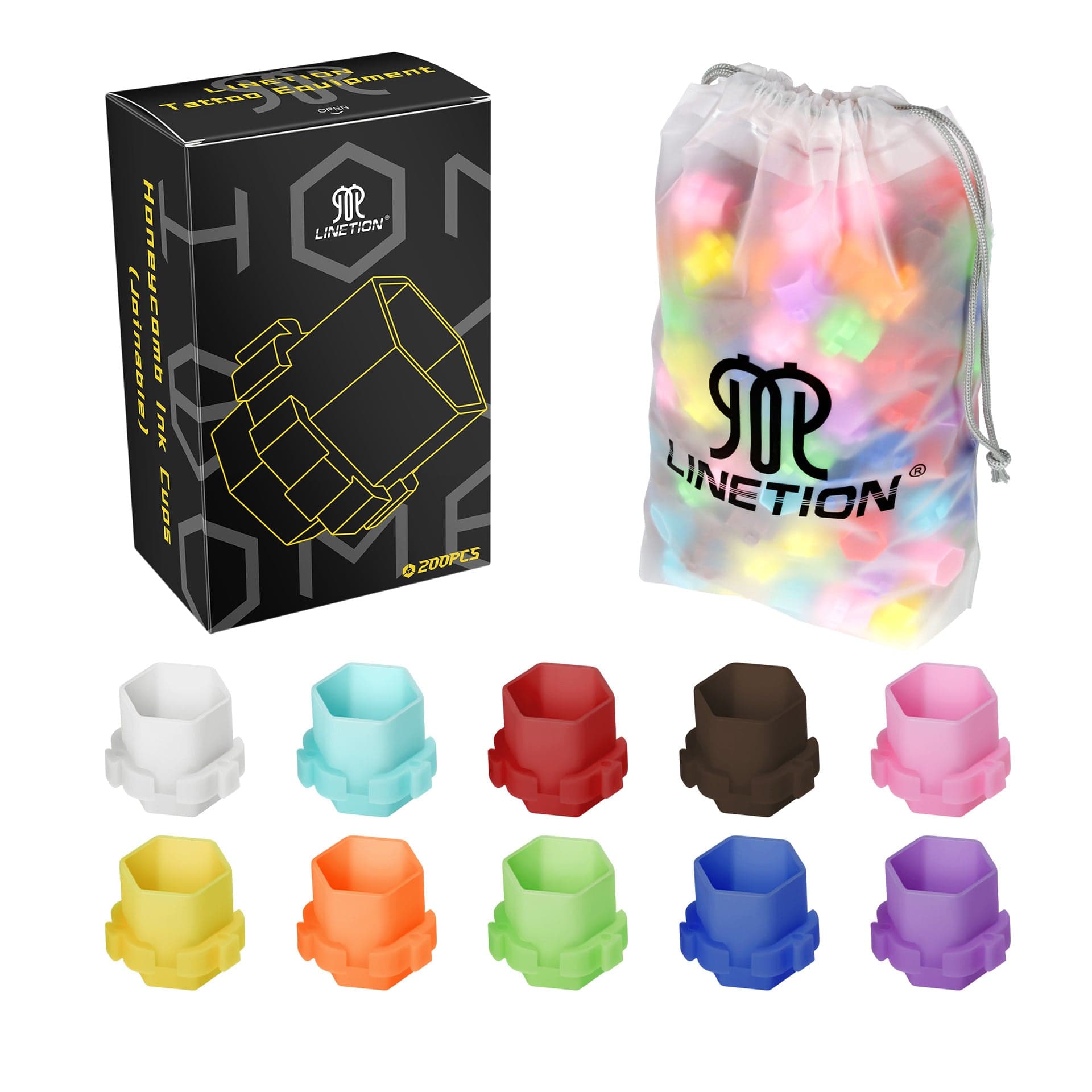Interlocking Design Tattoo Ink Caps 200 Pcs/Pack