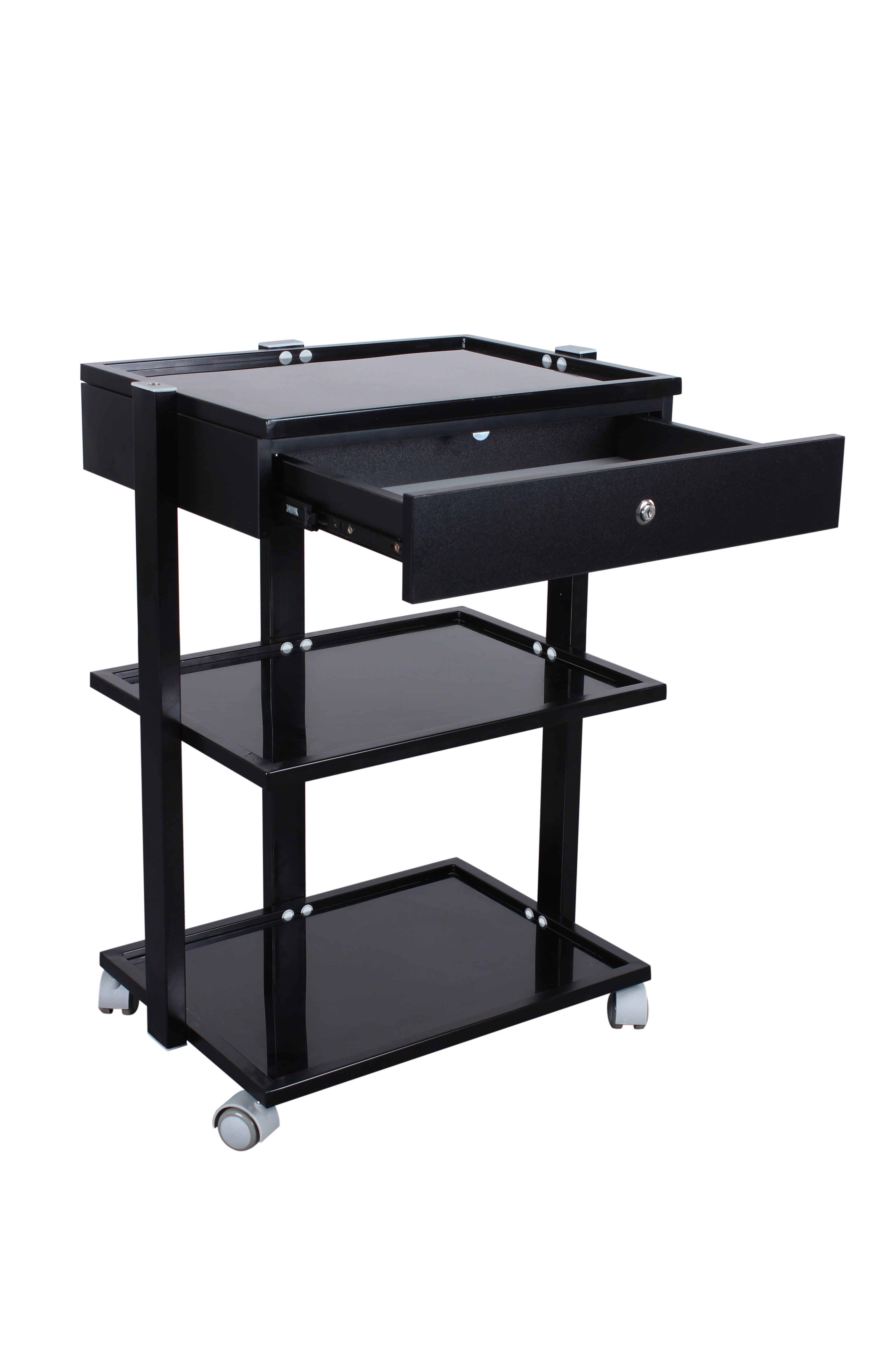 【CA】Glass Top Tattoo Studio Trolley Black