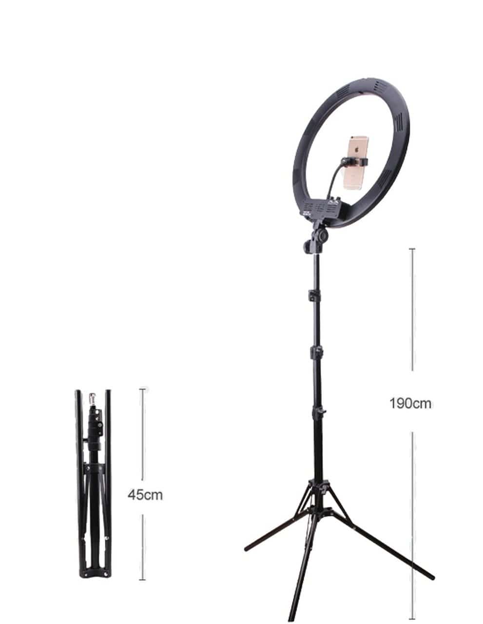 【EE.UU.】Anillo de luz LED para tatuajes - Tricolor ajustable de 18"