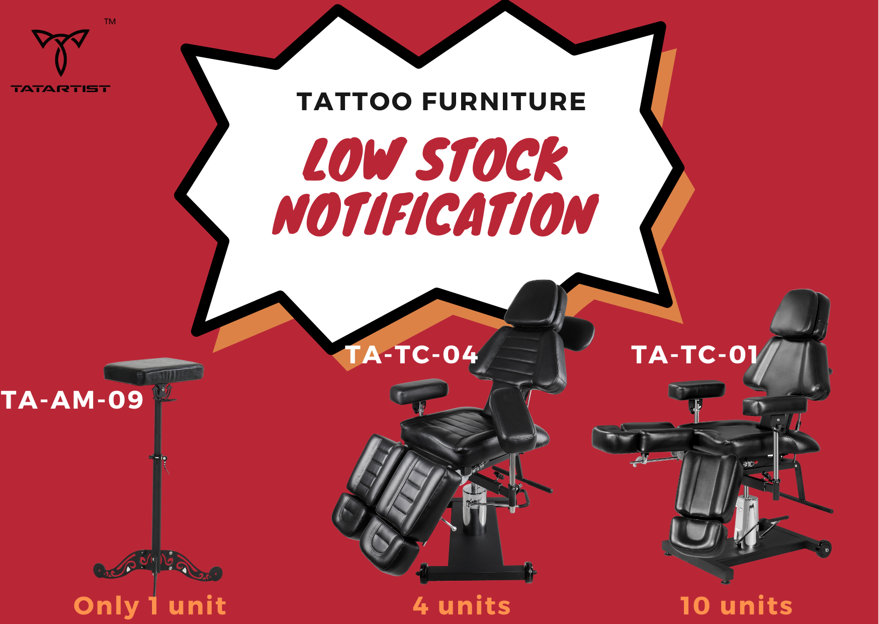 Popular Tattoo Chair Low Inventory Notice