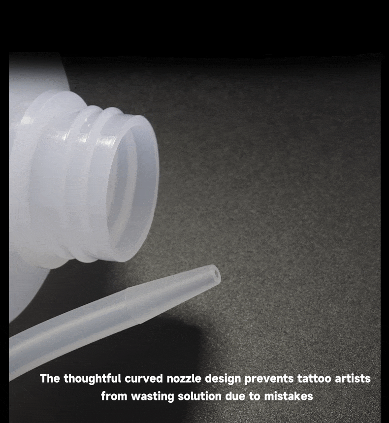 500ML Long Nozzle Tattoo Rinse Bottle 10 pcs – PE Material with Scale Markings