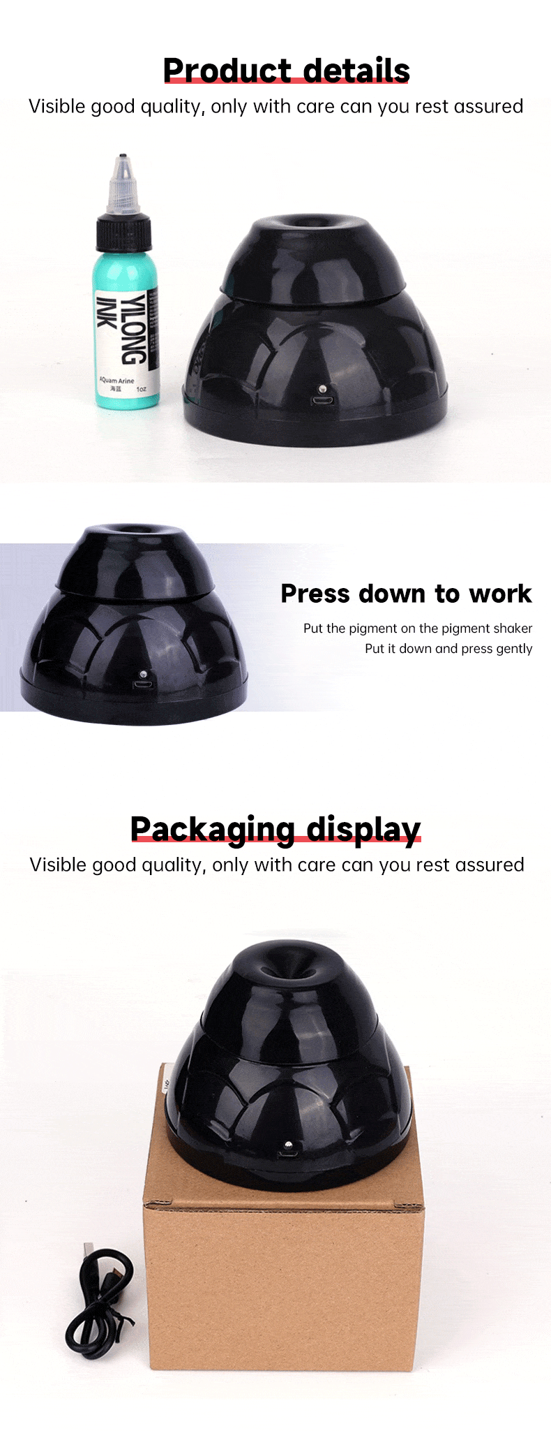 TATARTIST Tattoo Wireless Mini Vortex Mixer Shake Oscillator Color Blender Auxiliary Lacquer Shaker Pigment Shaker Ink Mixer Tattoo Tools (Black)