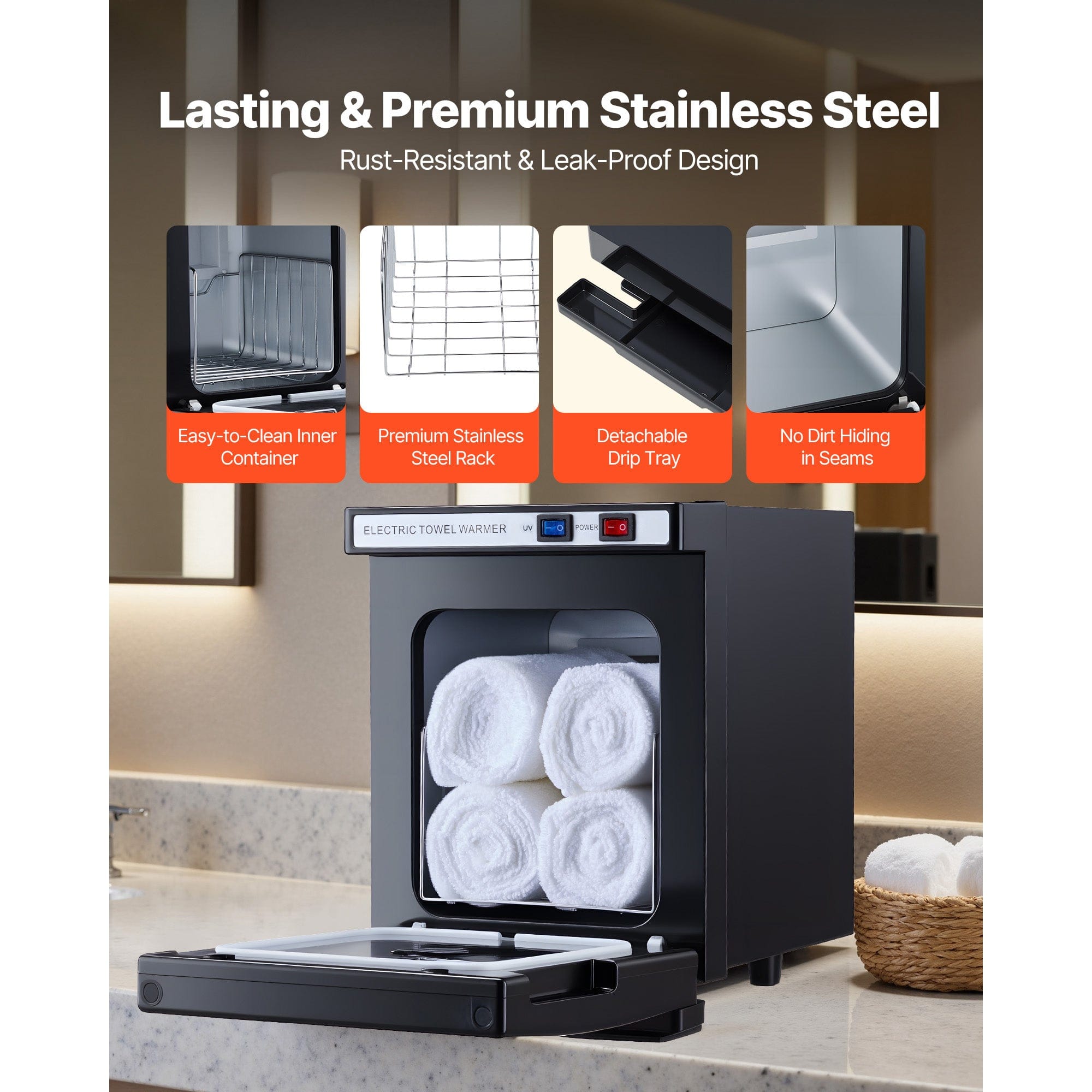 Compact Hot Towel Warmer Cabinet (1.1 Gal) Portable All-Round Heating