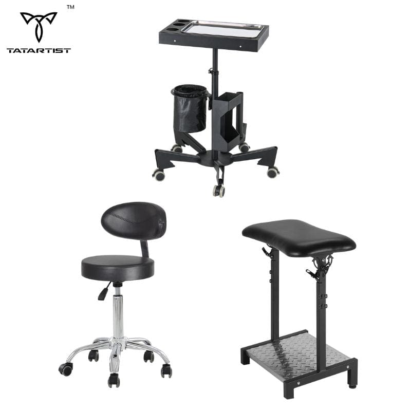 【USA】Tattoo Hydraulic Client Chair With XL Footrest & Mobile Master Chair Package