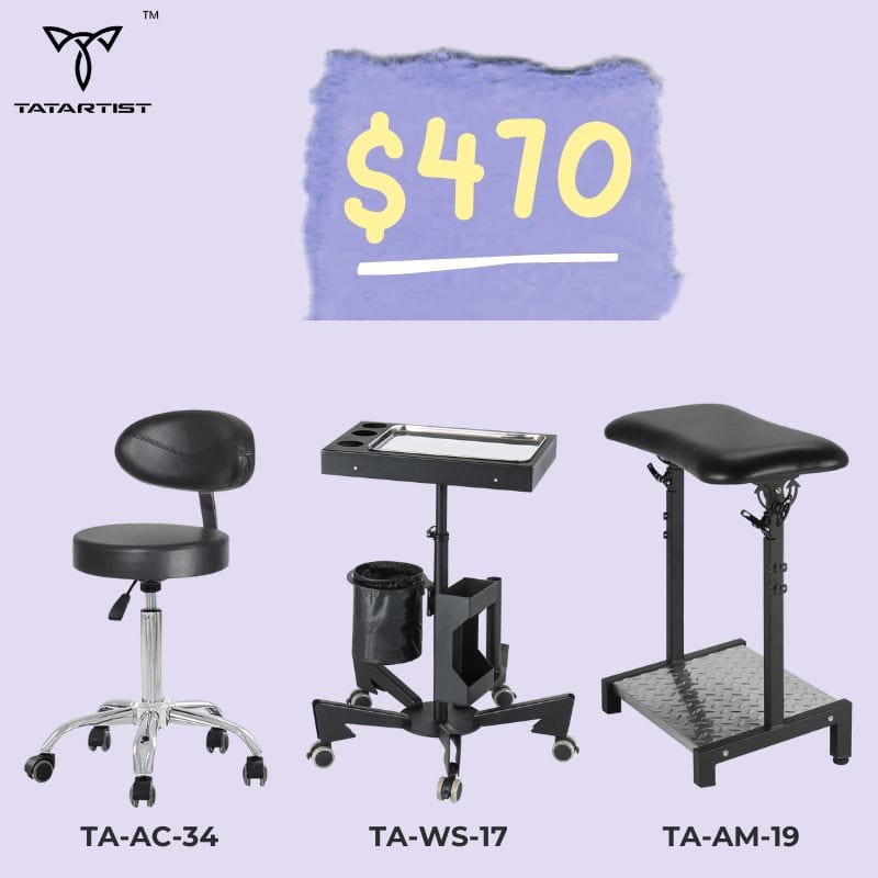 【USA】Tattoo Hydraulic Client Chair With XL Footrest & Mobile Master Chair Package
