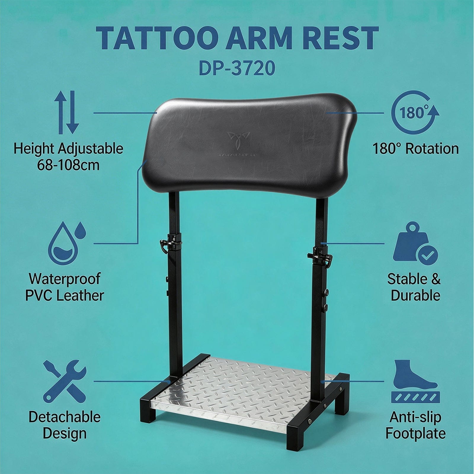 【USA】Heavy Duty Tattoo Hand Rest, Adjustable Holder For Tattoo Studio TA-AM-20
