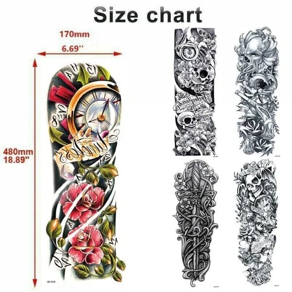 Large Temporary Tattoos (5-Pack) - Full Arm Sleeve Body Art for Men & Women - Waterproof & Long-Lasting