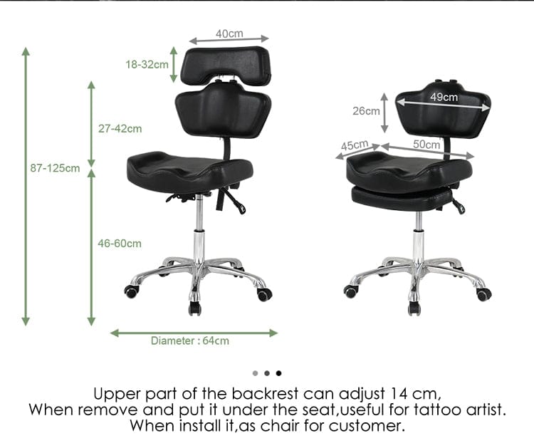 【USA + CA】TA-AC-07 Silla ergonómica hidráulica portátil para tatuadores negra para tienda de tatuajes