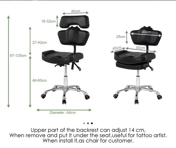 【México】Silla Ergonómica Negra para Tatuador Hidrálico TA-AC-07