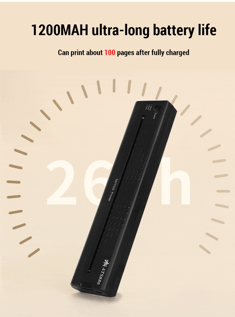 Portable wireless tattoo stencil printer