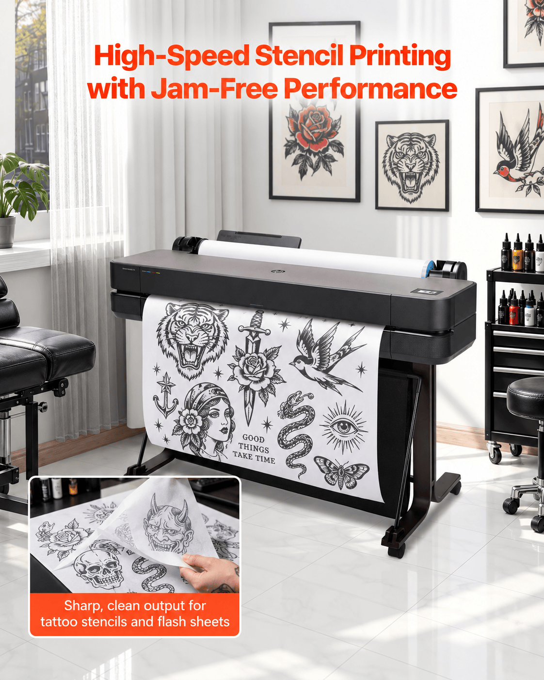 24-Inch Wide-Format Tattoo Design Paper, 2 Rolls