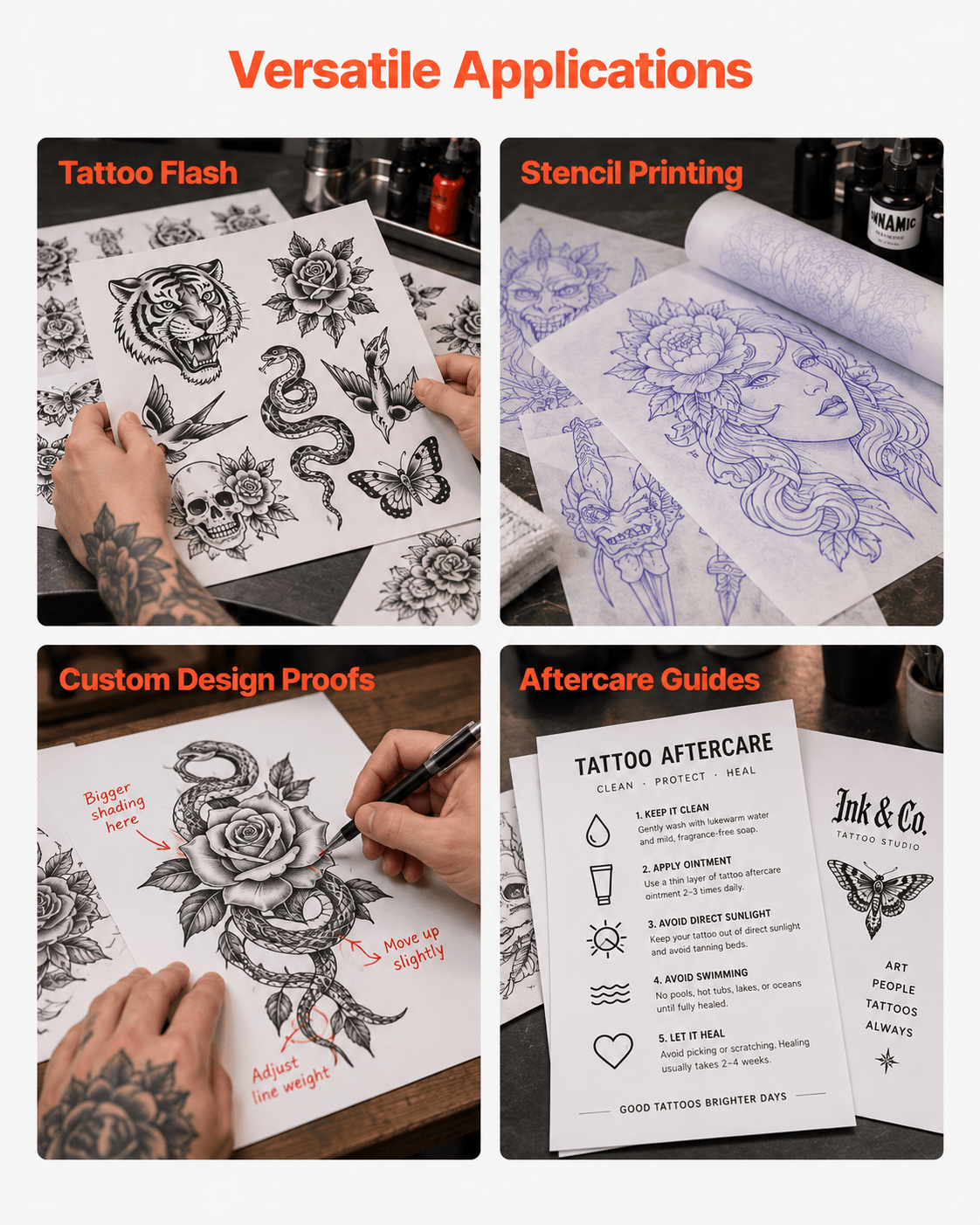 24-Inch Wide-Format Tattoo Design Paper, 2 Rolls