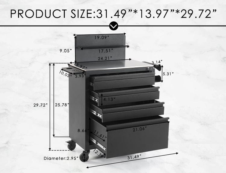 【México】Mesa de escritorio para estación de trabajo de tatuajes con 3 cajones TA-WS-03