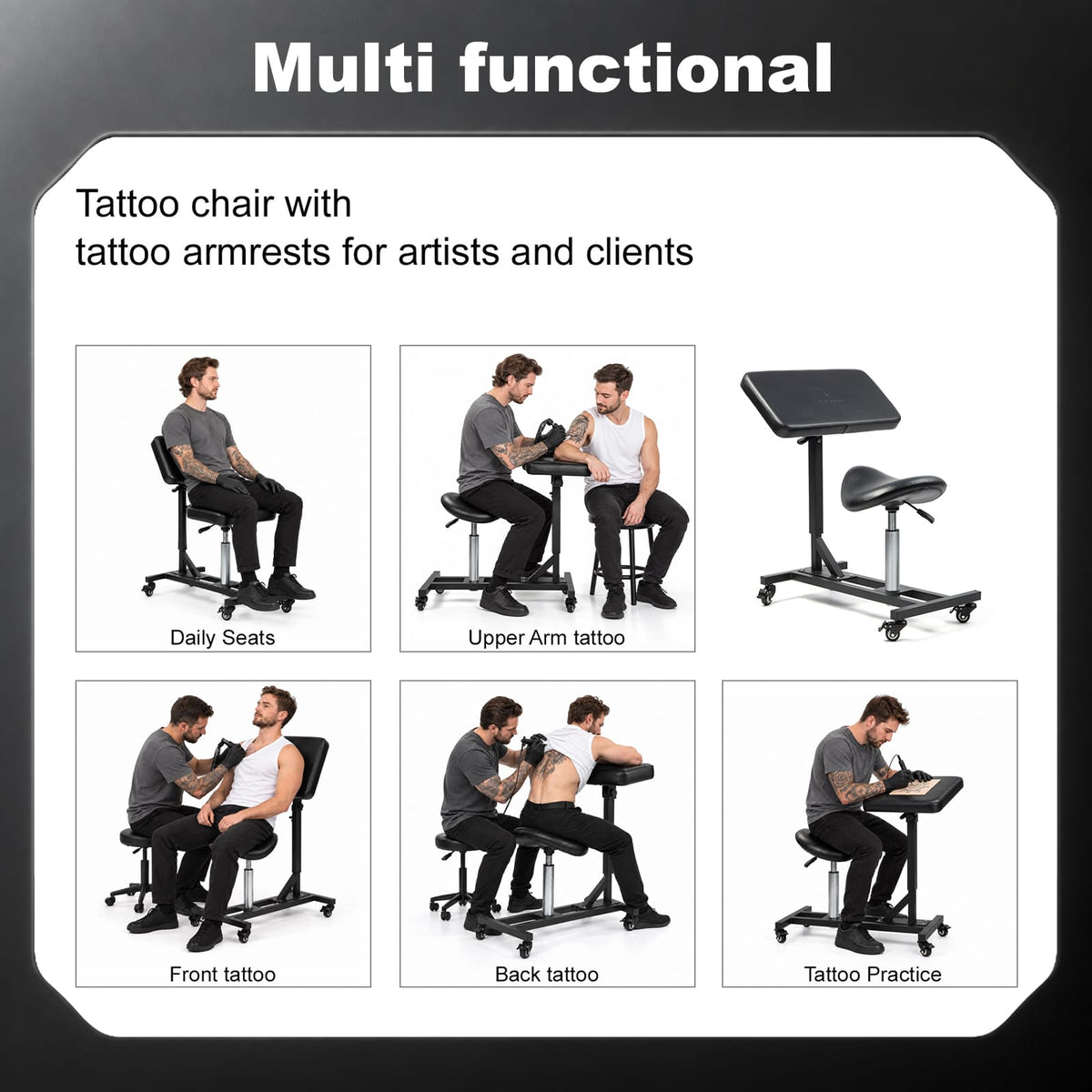 TATARTIST 2-in-1 Tattoo Armrest & Artist Stool TA-AM-81