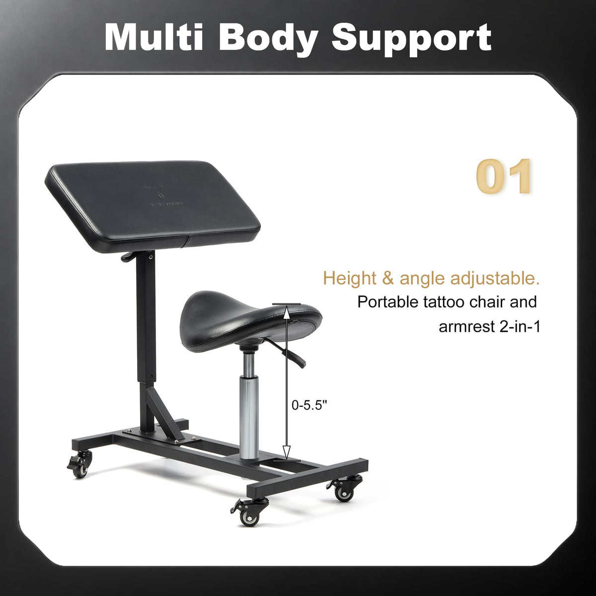 TATARTIST 2-in-1 Tattoo Armrest & Artist Stool TA-AM-81