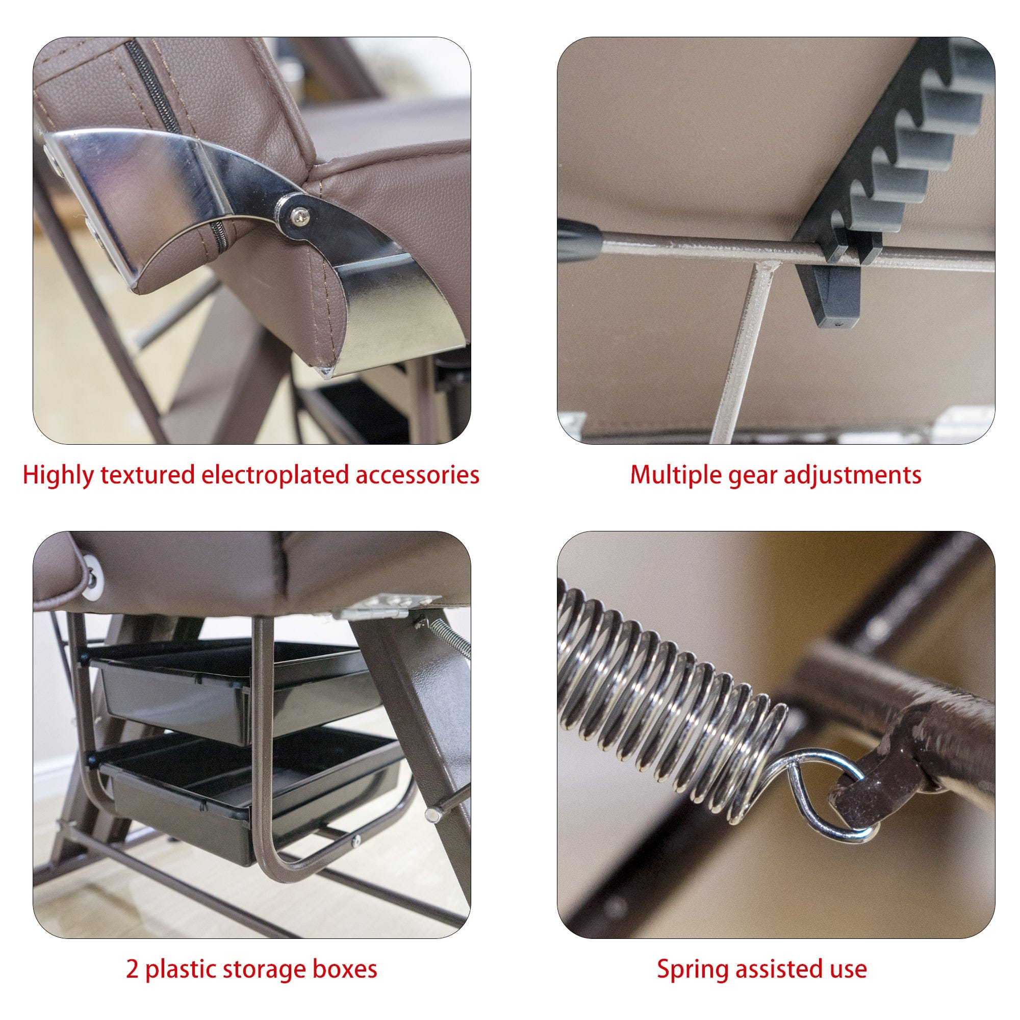 【USA】72" Adjustable 3-Section Tattoo Bed with Removable Headrest (Brown)