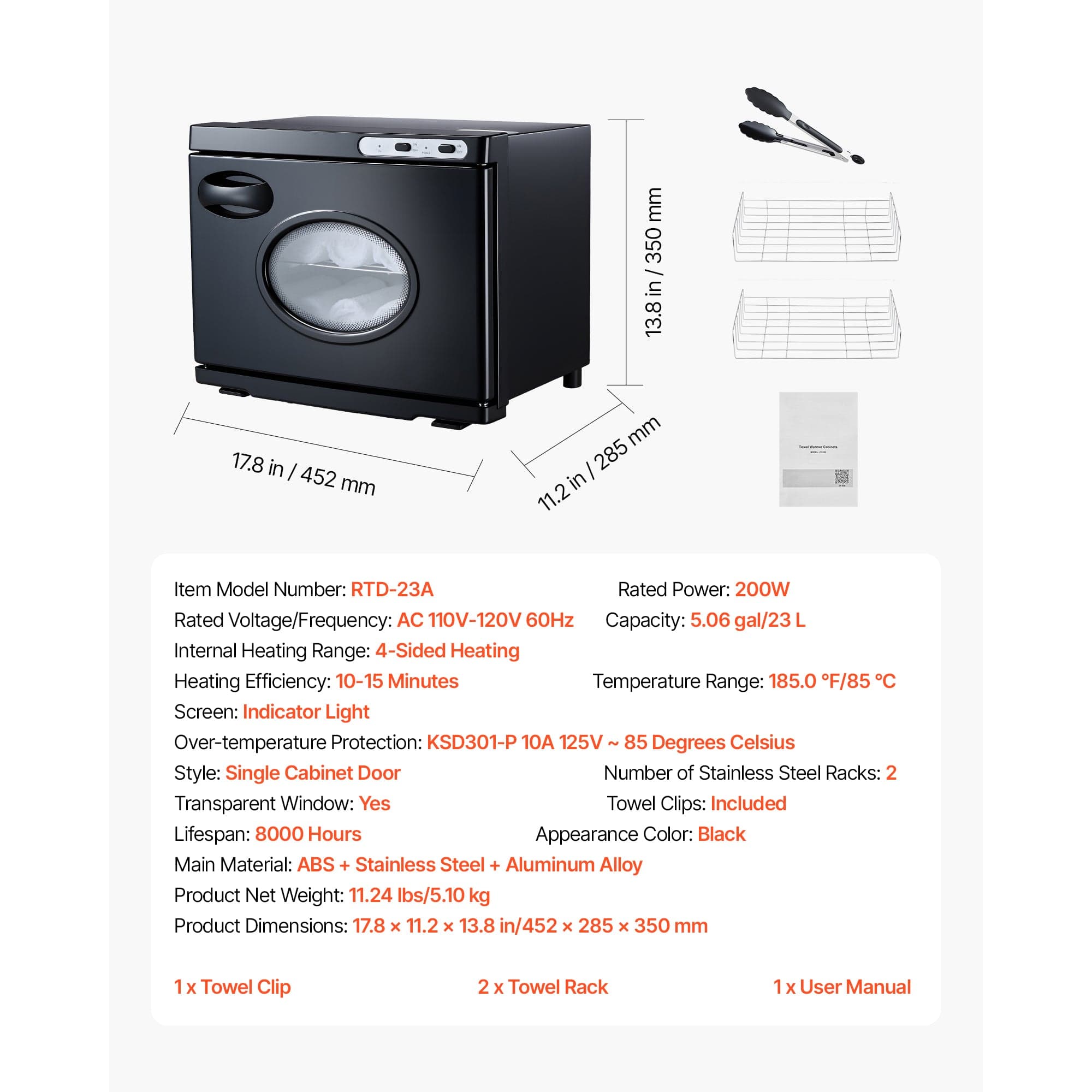 5 gal Professional Hot Towel Warmer Cabinet with See-Through Window