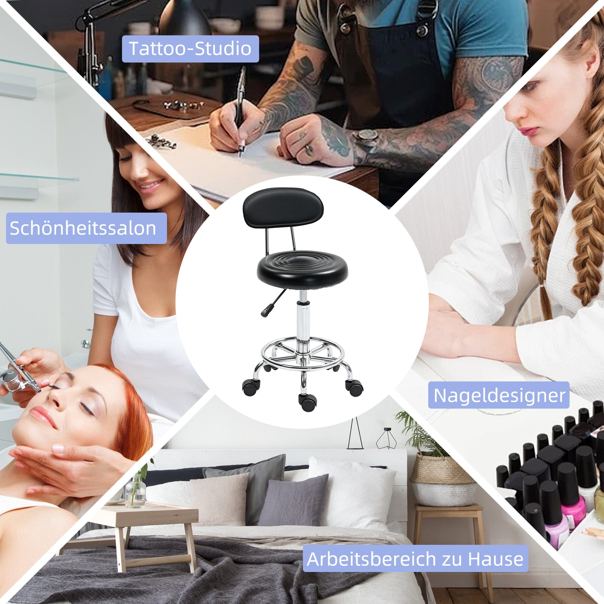 【EU】TATARTIST Tätowierer-Drehstuhl mit Höhenverstellung