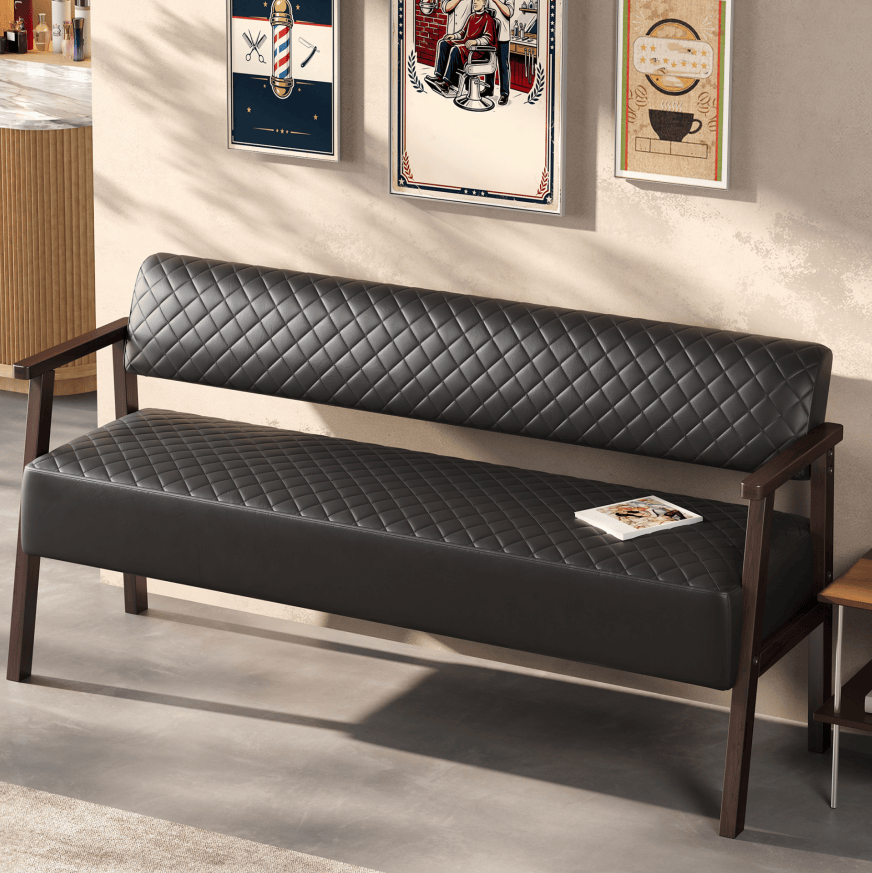Black PU Leather Tattoo Studio Waiting Bench