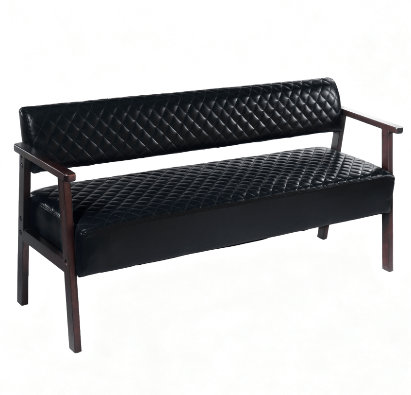 Black PU Leather Tattoo Studio Waiting Bench