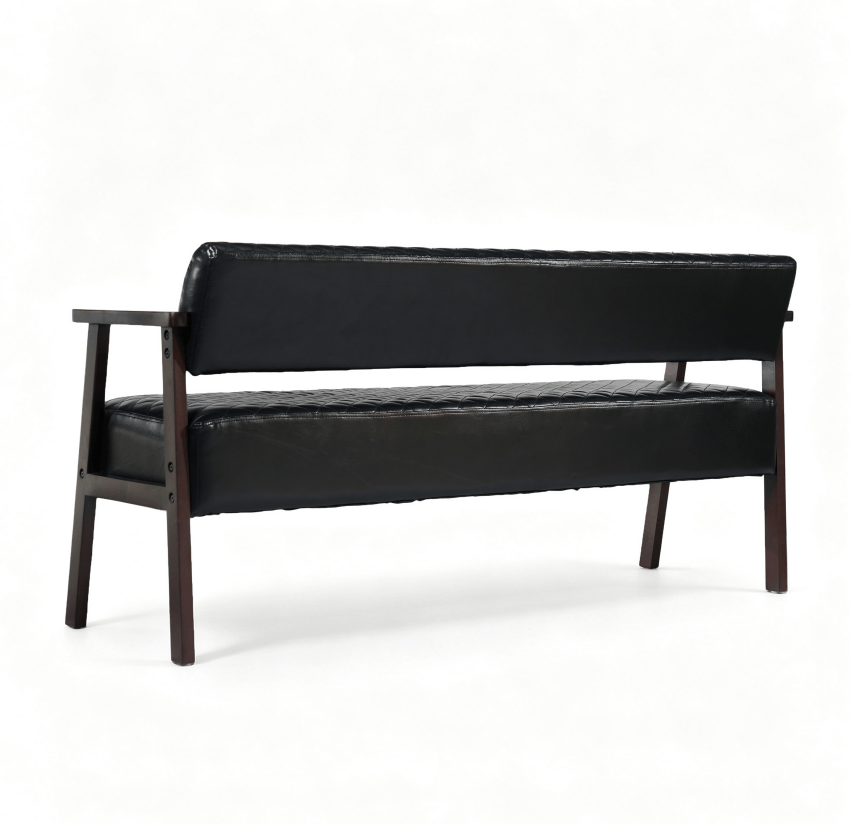 Black PU Leather Tattoo Studio Waiting Bench