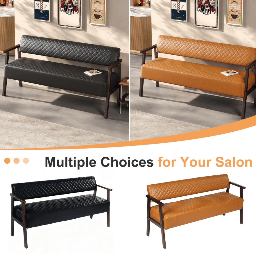 Black PU Leather Tattoo Studio Waiting Bench