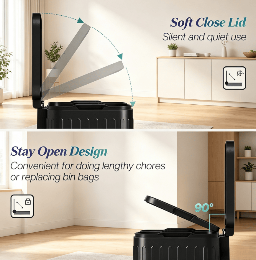 Dual-Compartment Tattoo Studio Step Trash Can, 10.6 Gal