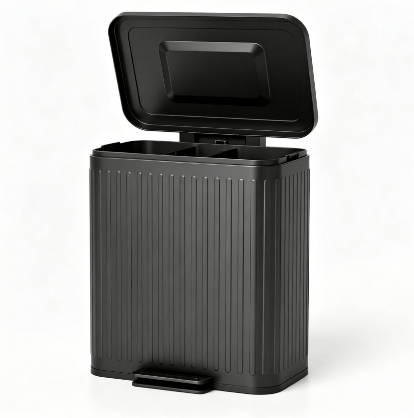 Dual-Compartment Tattoo Studio Step Trash Can, 10.6 Gal