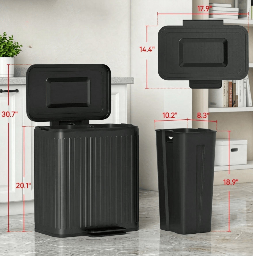 Dual-Compartment Tattoo Studio Step Trash Can, 10.6 Gal
