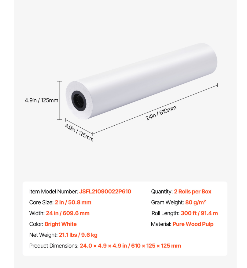 24-Inch Wide-Format Tattoo Design Paper, 2 Rolls