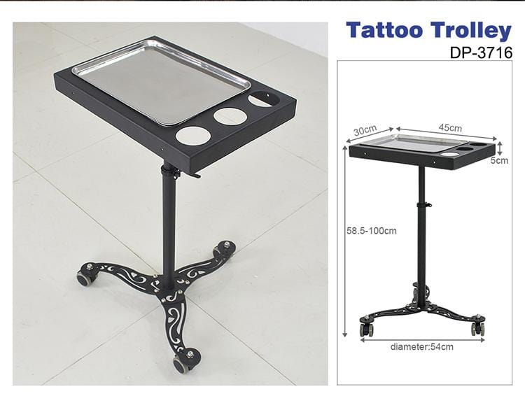 【USA】Portable Rolling Tattoo Workstation Stainiess Steel Tattoo Ink Tray Table TA-TW-16