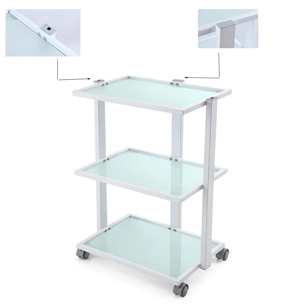 【CA】Glass Top Tattoo Studio Trolley Black