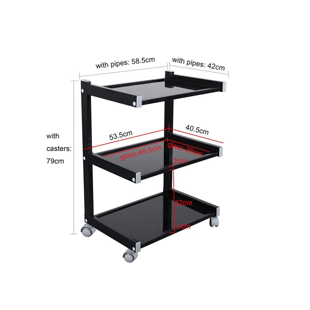 Beauty Trolley Gesichtsbehandlungswagen mit Glasplatte Schwarz