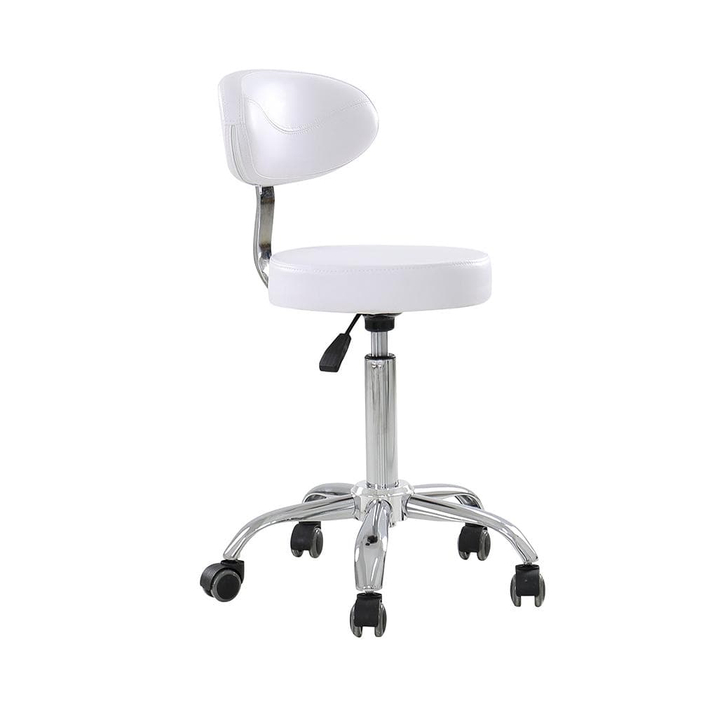 【USA+CA】silla de salón de belleza taburete silla de spa silla de tatuaje blanca con respaldo
