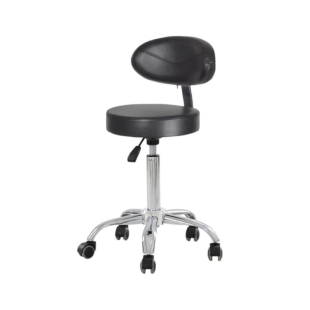 【USA+CA】Taburete para silla de estudio de salón de tatuajes negro con respaldo