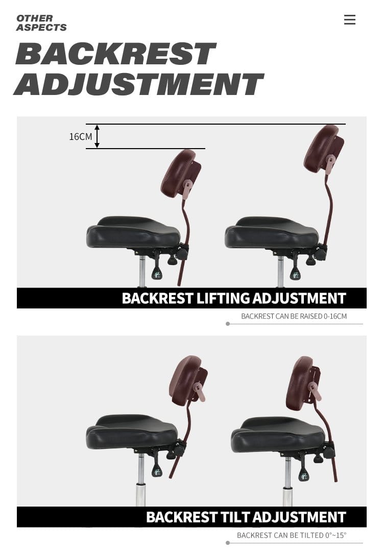 【USA】 Verstellbarer, ergonomischer, hydraulischer Tattoo-Künstlerstuhl mit Rückenlehne TA-AC-05